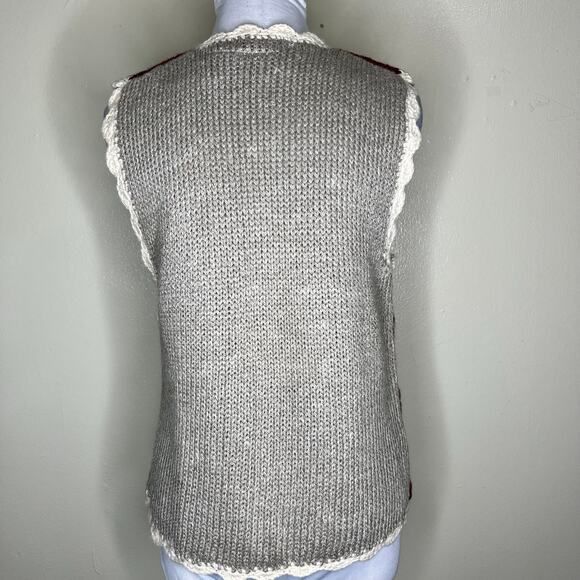 Vtg Huntington Ridge Sweater Vest Large Women Hand Knitted Vneck Grandmacore 90s - Picture 3 of 6
